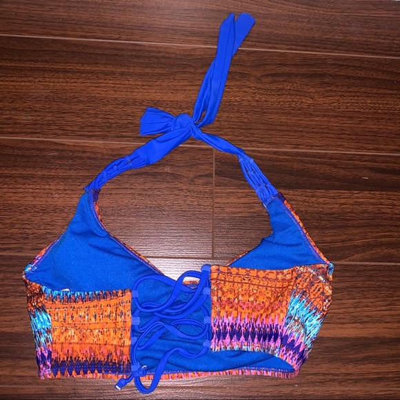 Coral tropics bright coloured patterned bikini top - Picture 4 of 4